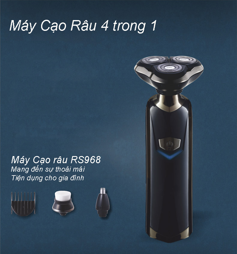 Bộ sản phẩm máy cạo râu cao cấp RUNWE RS968, máy cạo râu đa năng 4 in 1 chống nước cao cấp, máy cạo râu chính hãng