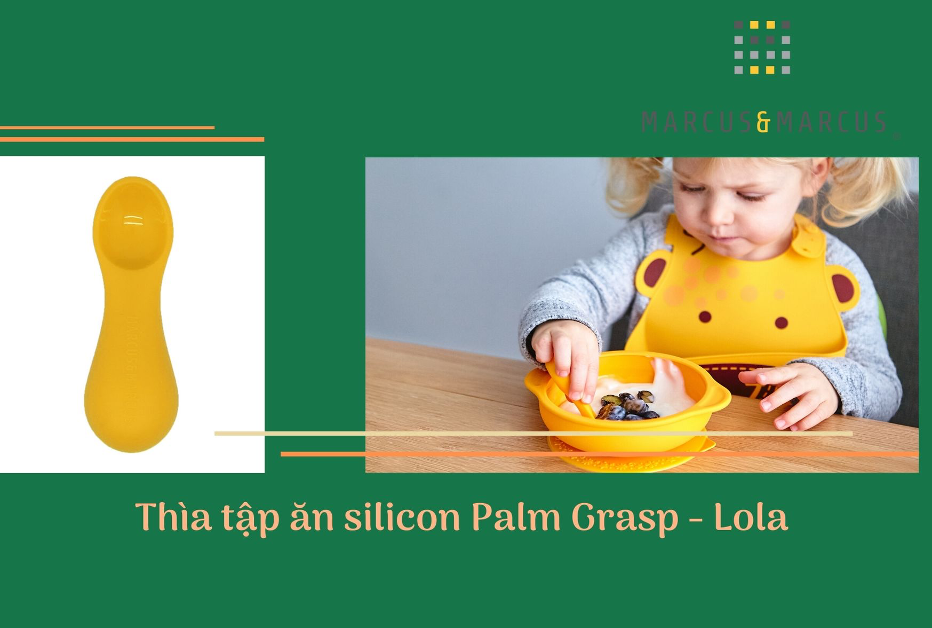 Thìa tập ăn silicon cho bé Palm Grasp Marcus & Marcus, từ 12 tháng