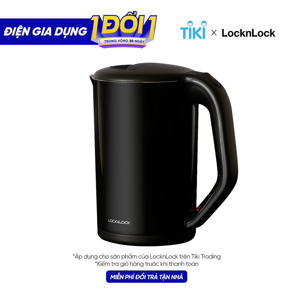 Bình Đun Siêu Tốc 2 Lớp Lock&Lock EJK738BLK - Hàng Chính Hãng