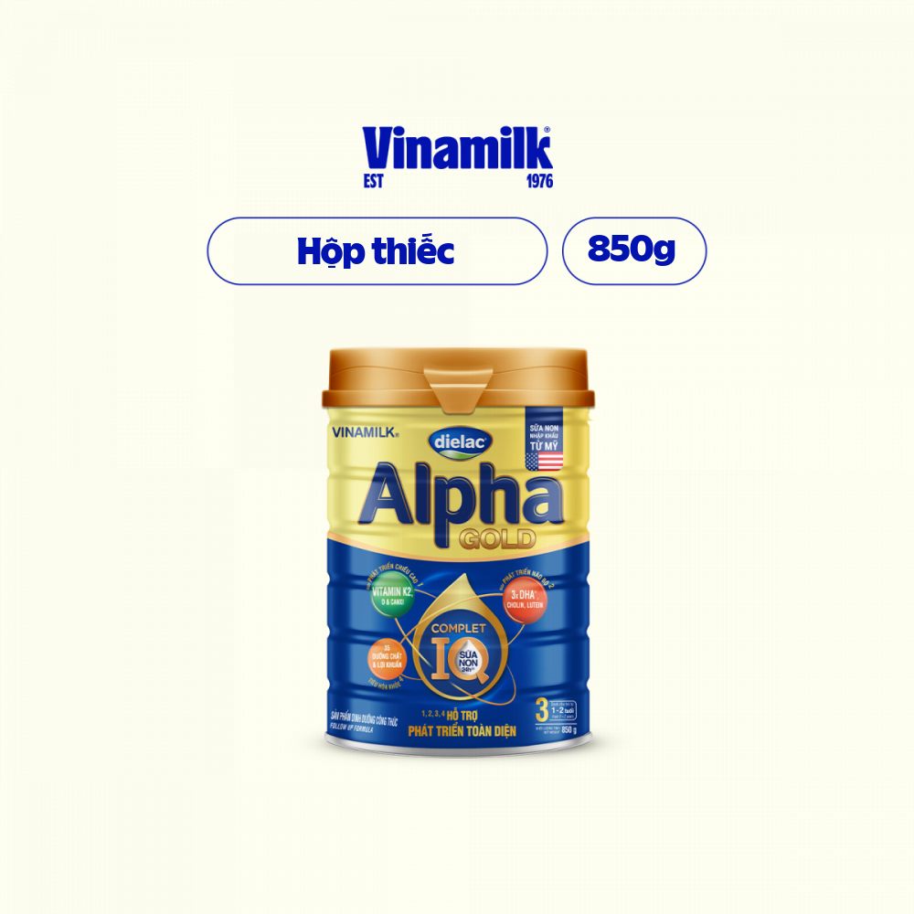 Sữa bột Vinamilk Dielac Alpha Gold 3 850g (cho trẻ từ 1 - 2 tuổi)