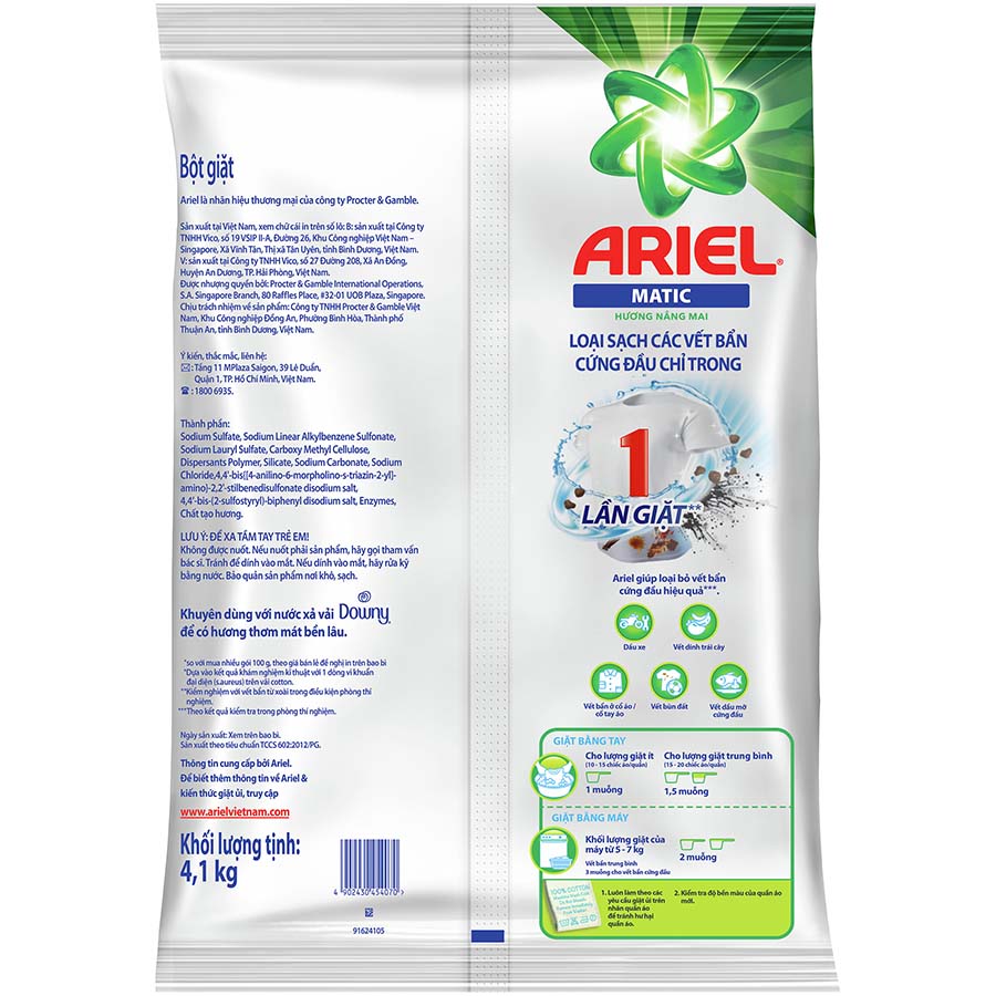 Bột Giặt Ariel Hương Nắng Mai (4.1kg)