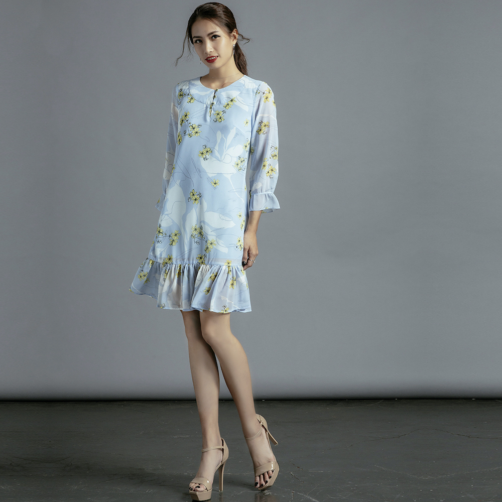 Hình ảnh Đầm Hoa Đầm Suông Thời trang thiết kế Hity DRE104 (In Hoa)