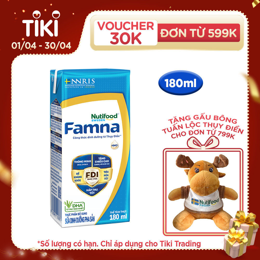 Thùng 48 hộp Sữa Bột Pha Sẵn Famna 180ml