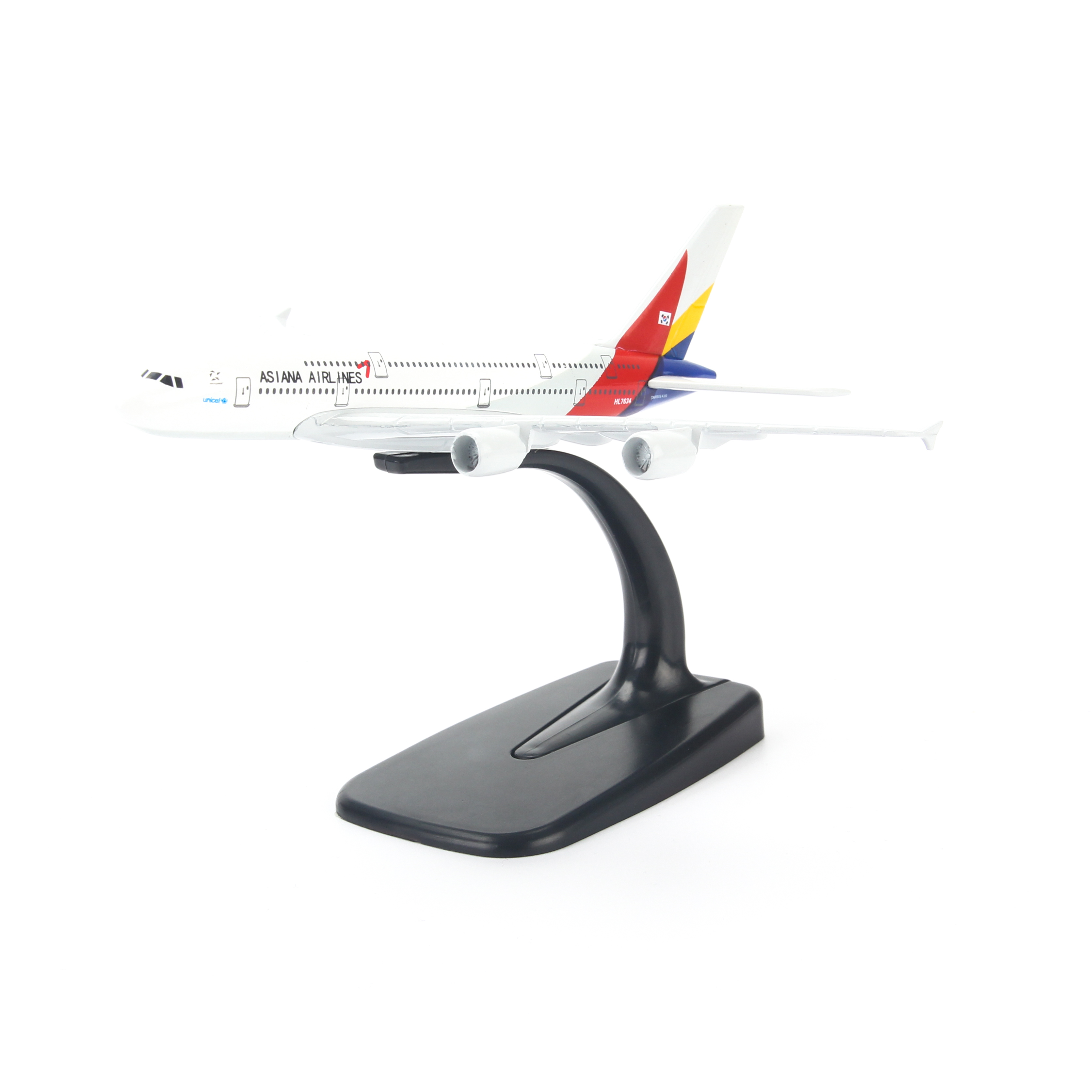 Mô hình máy bay A380 Asiana Airlines (16cm) - Trắng, Đỏ, Vàng, Xanh dương đậm