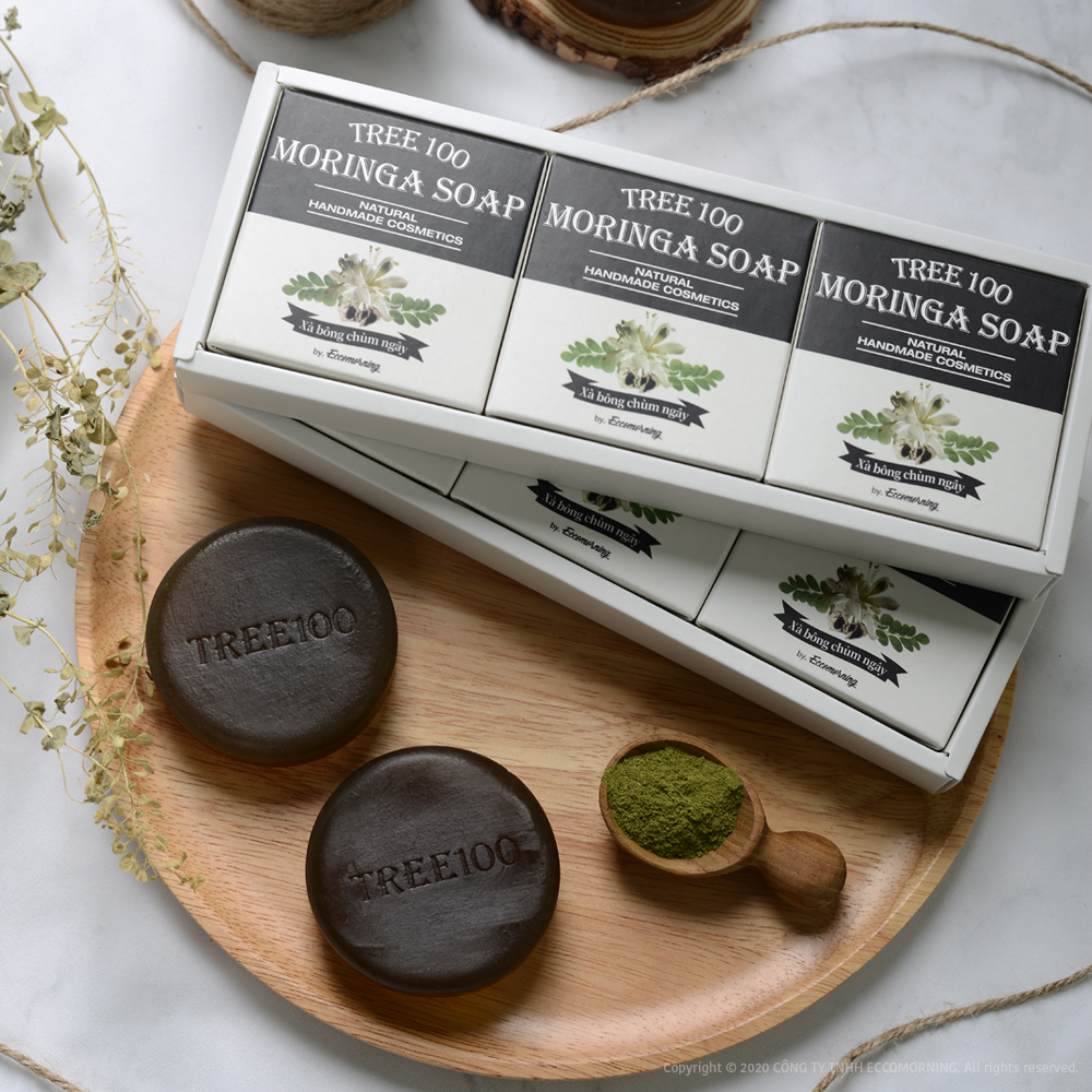 Hộp 3 Xà Bông Chùm Ngây Cao Cấp – TREE100 Moringa Soap 3pcs