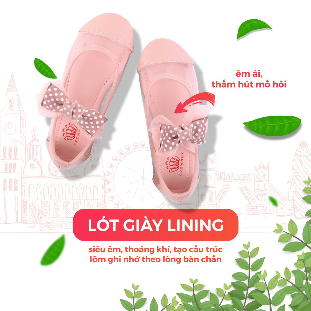 Giày Búp Bê Bé Gái Đi Học Đi Chơi Crown Space UK Ballerina Trẻ Em Cao Cấp CRUK3114- Xanh Navi Nhẹ Êm Thoáng Size 30-36/6-14 Tuổi