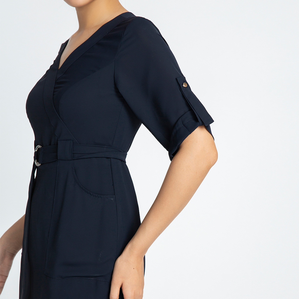 Đầm Công Sở Nữ Đẹp Đầm Midi Thắt Eo Thời trang thiết kế Hity DRE097