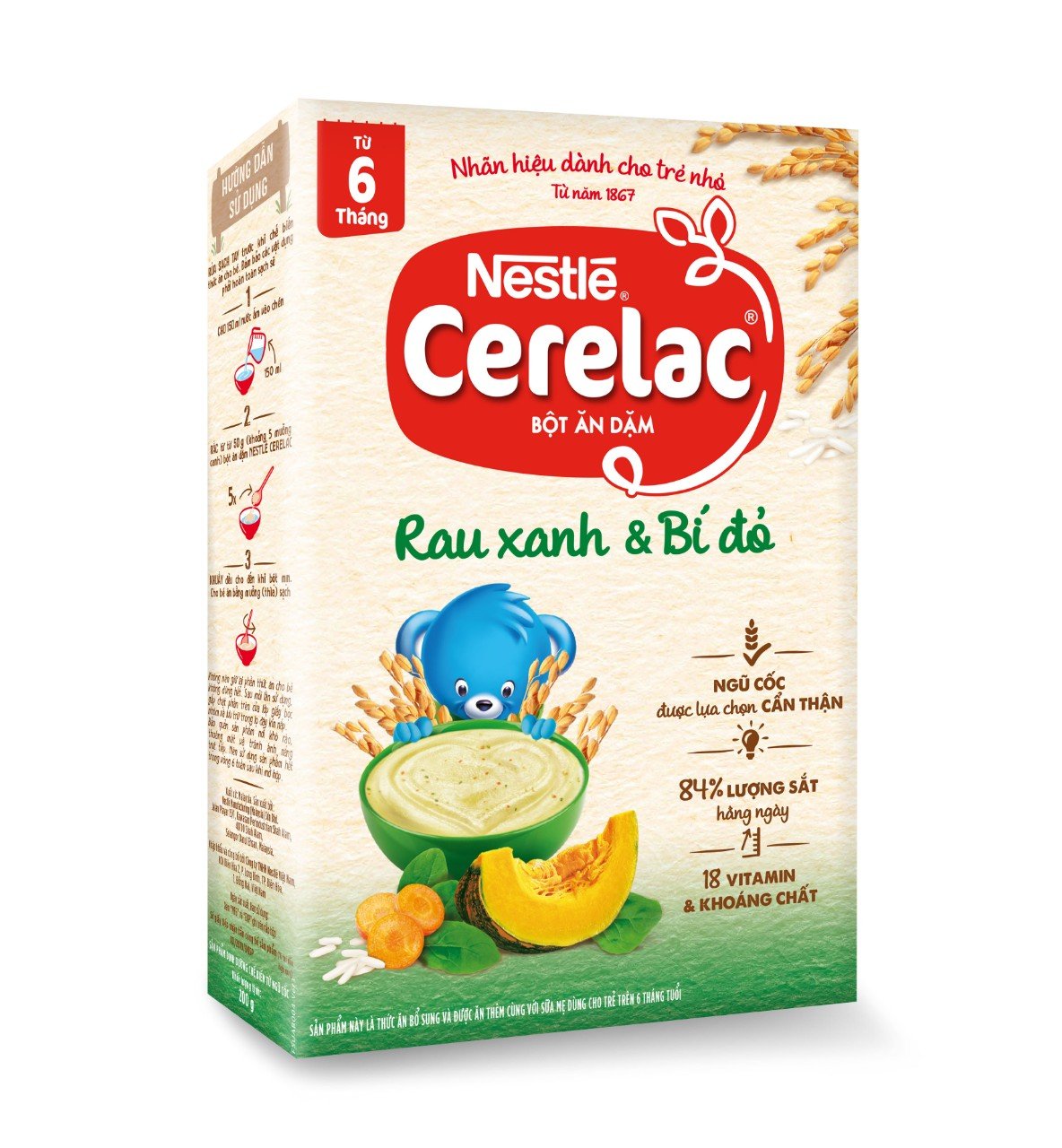 Bột Ăn Dặm Nestlé Cerelac - Rau Xanh Và Bí Đỏ (200g)