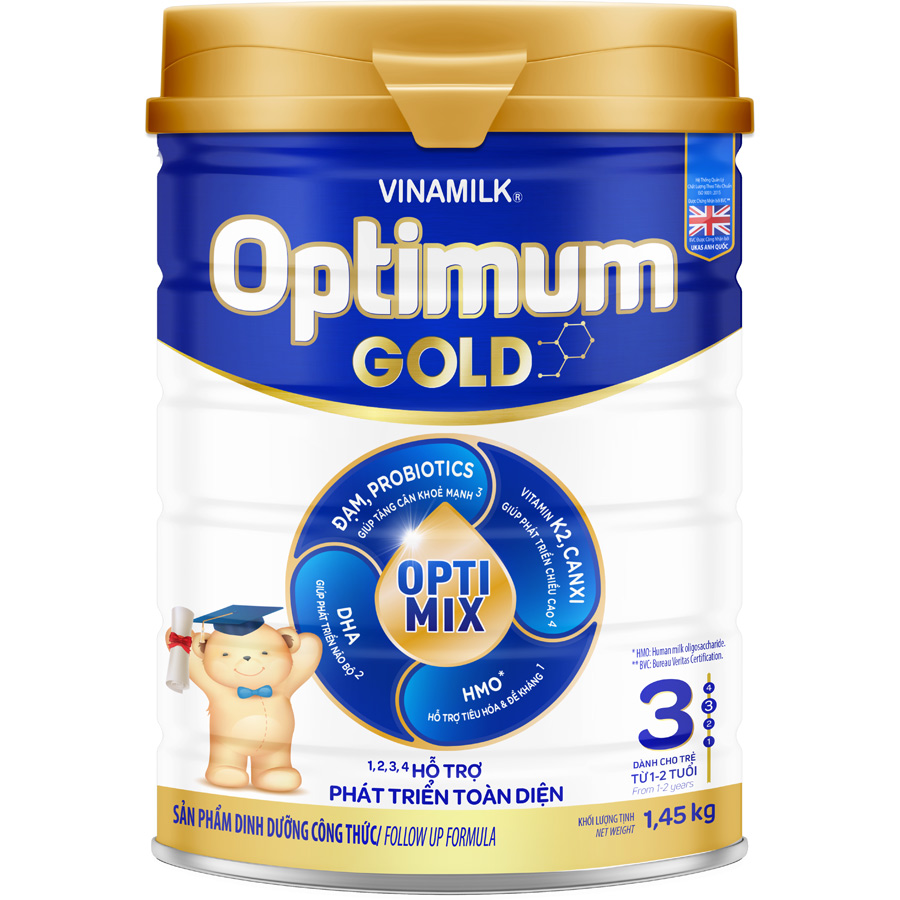 Sữa bột Vinamilk Optimum Gold Step 3 Hộp Thiếc 1450g