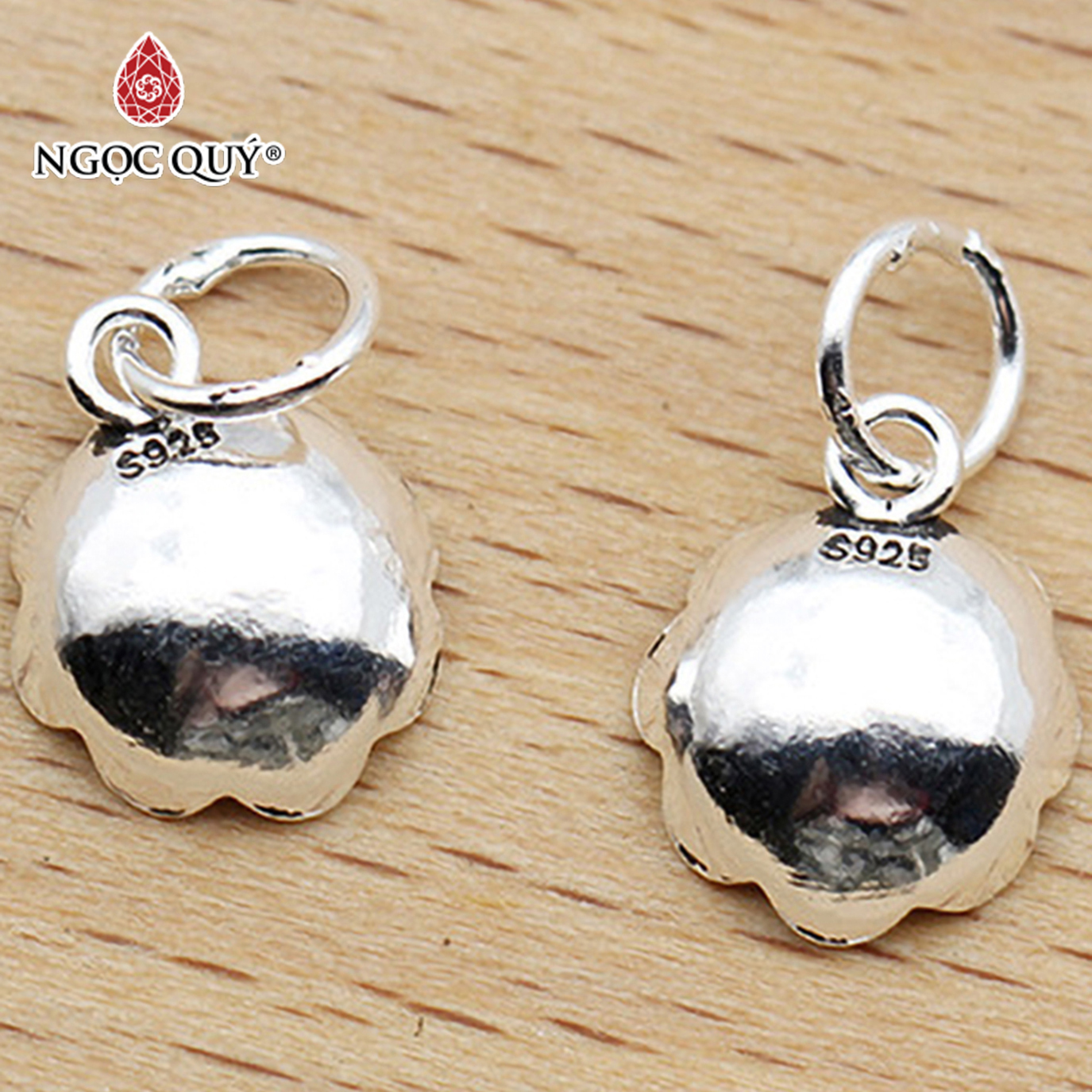 Combo 2 cái charm bạc hình lá sen treo - Ngọc Quý Gemstones