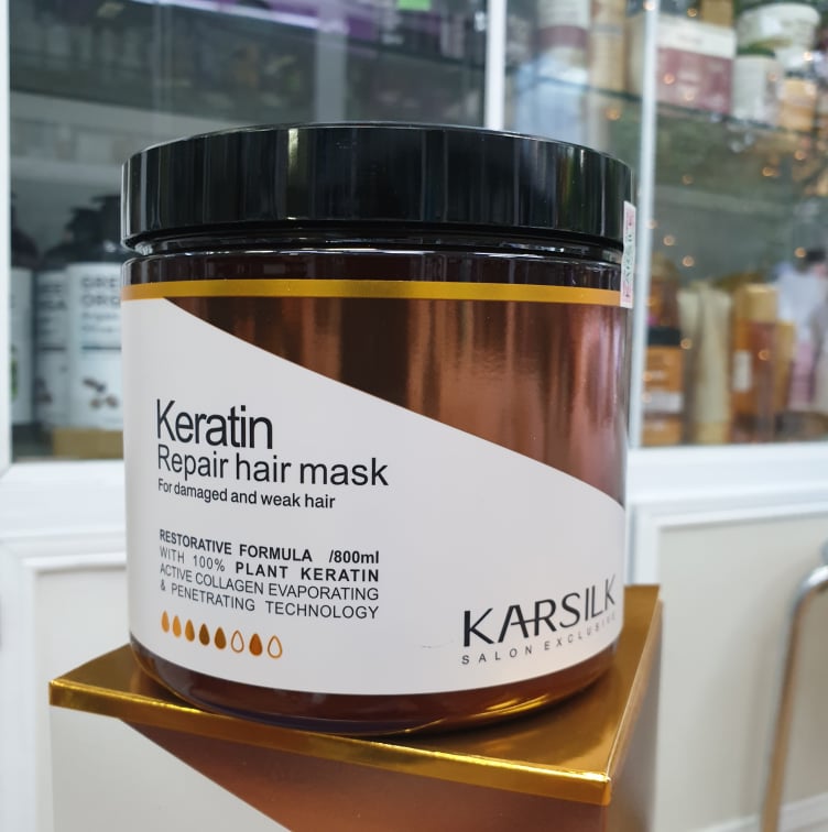 Kem hấp ủ Karsilk Keratin Repair hair mask phục hồi tóc hư tổn (Keratin tươi)  800ml