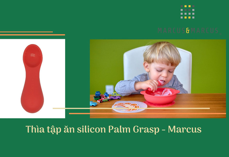 Thìa tập ăn silicon cho bé Palm Grasp Marcus & Marcus, từ 12 tháng