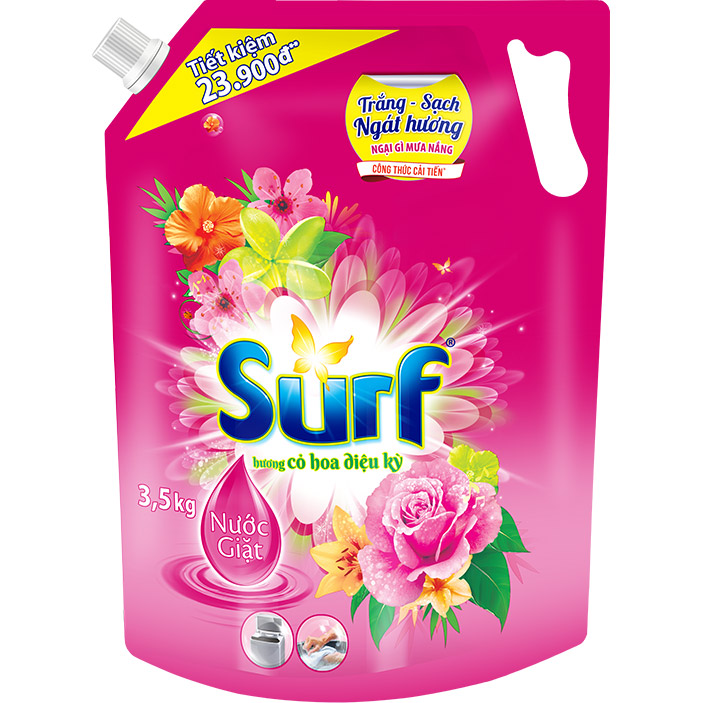 Nước giặt 3.5Kg Surf Nước giặt thơm Cỏ hoa diệu kì Hương nước xả vải