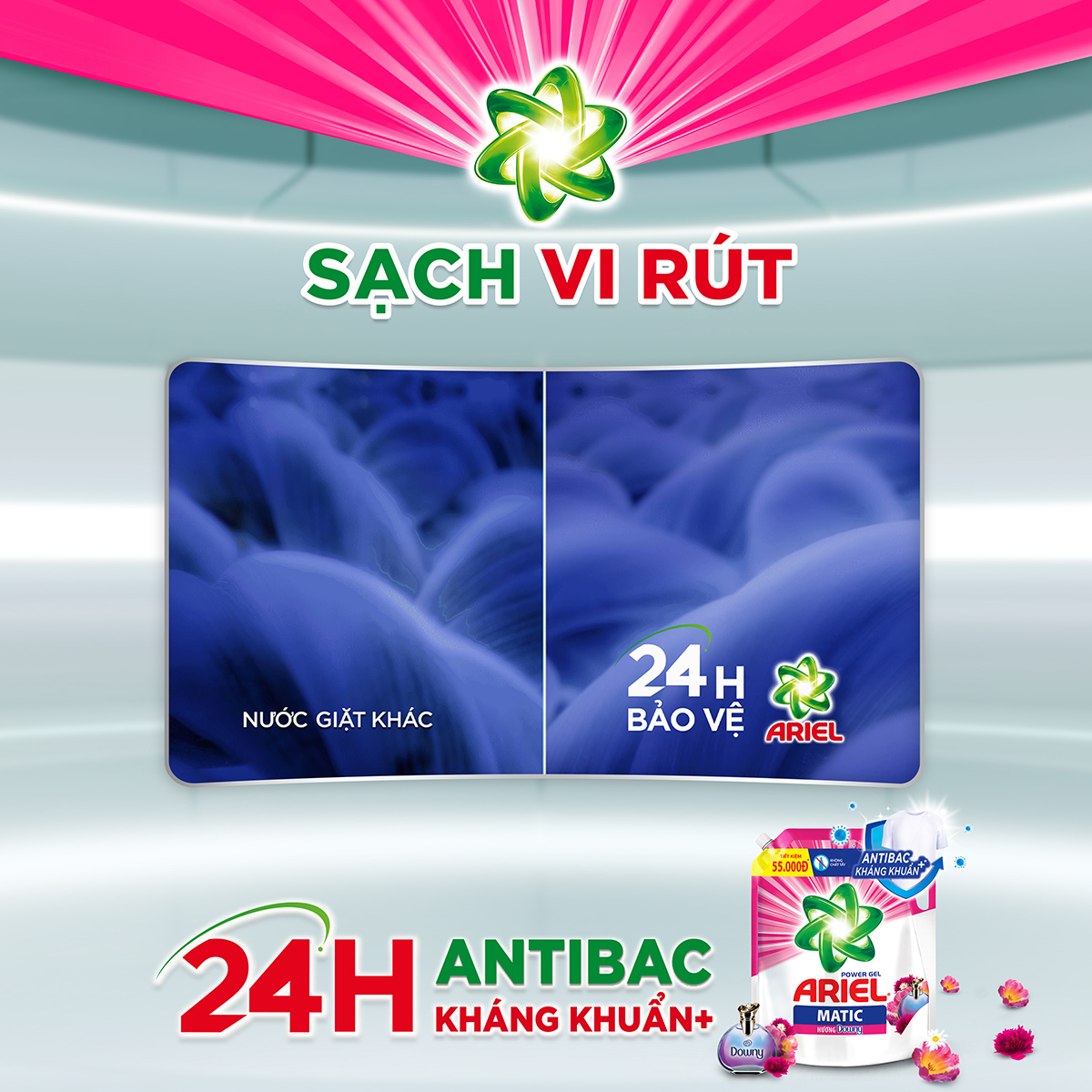 Nước Giặt Ariel Hương Downy Túi 3.2Kg