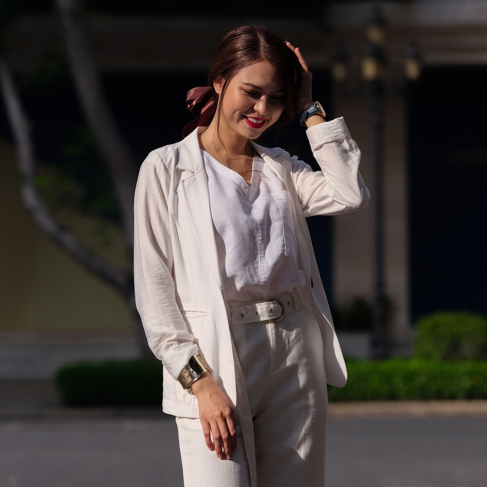 Áo Khoác Blazer Hity TOP125 Linen (Trắng Kim Cương