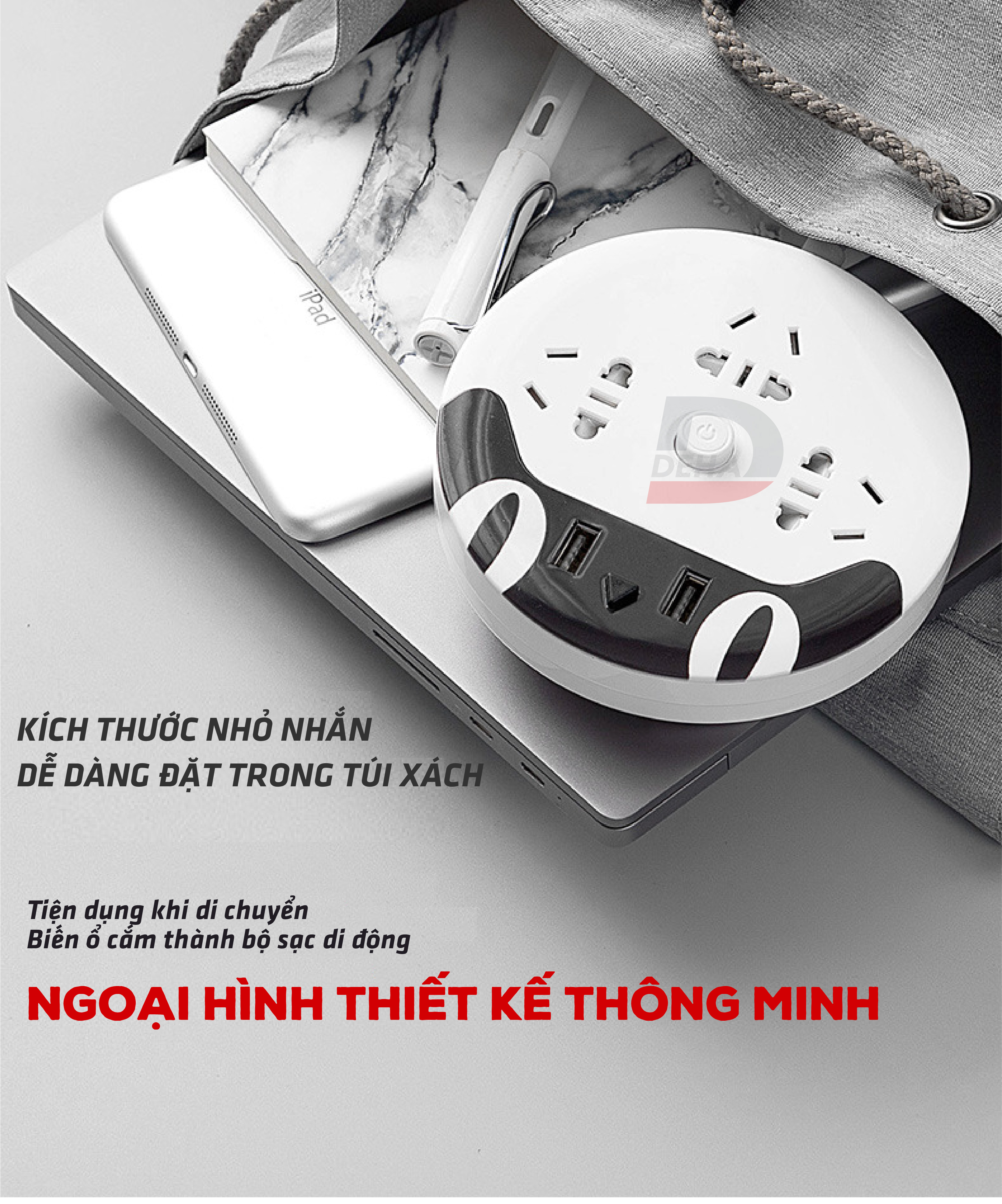 Ổ cắm kéo dài đa năng kèm nguồn USB sạc điện thoại hình mèo dễ thương, có kệ để điện thoại nhỏ gọn tiện dụng