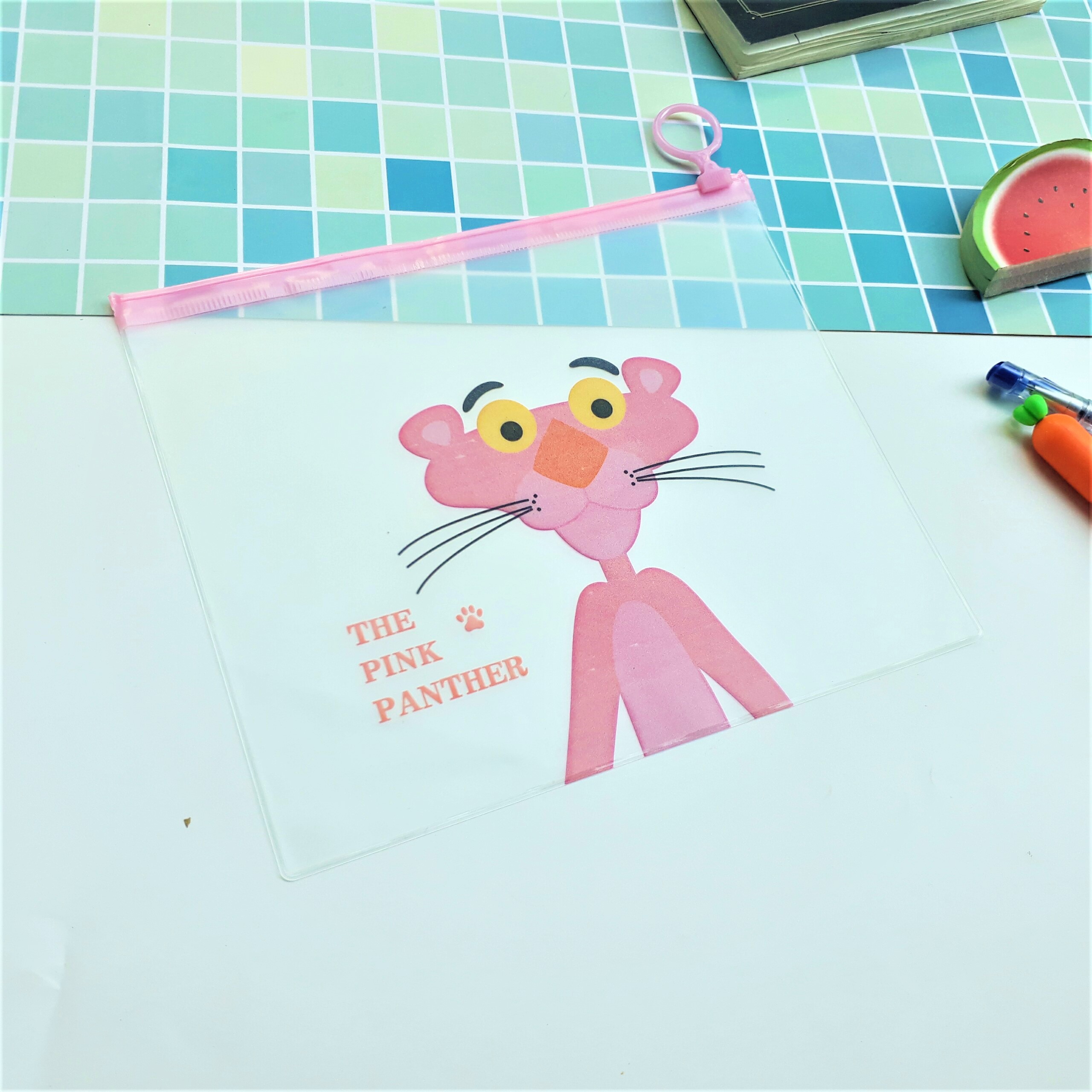 Combo 4 Túi Đựng Bút Viết Zip The Pink Panther - Mẫu Khác Nhau