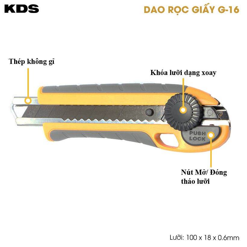 DAO RỌC GIẤY KHÓA XOAY KDS G-16