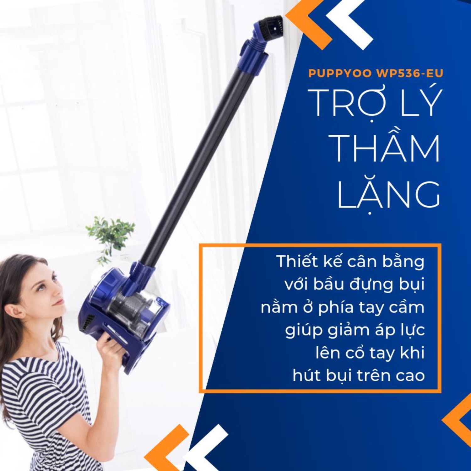 Máy Hút Bụi Cầm Tay PUPPYOO WP536 Không Dây Gia Đình Thông Minh Màu Xanh Blue Loại Mini Đa Năng Lắp Pin Sạc Rời Lực Hút Mạnh 14000PA Cao Cấp Tiện Lợi May Hut Bui Cầu Thang Sàn Chung Cư Ô Tô Nệm Xe Hơi May Hut Bụi Sàn Gỗ Sofa Giường Đệm - Hàng Chính Hãng