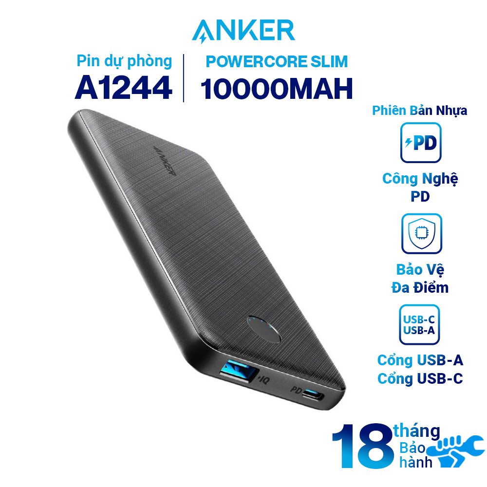 Pin Sạc Dự Phòng Anker PowerCore Slim 100000 mAh PD - A1244 - Hàng Chính Hãng