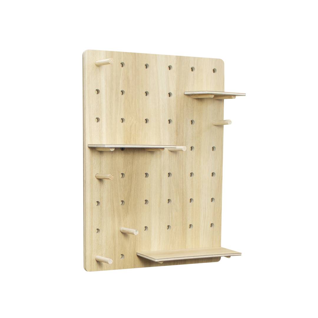 Bảng Gỗ Đục Lỗ Treo Tường SMLIFE Pegboard - Bảng Gỗ Trang Trí Hiện Đại Làm Bằng Ván Gỗ Plywood Tặng Bộ Ốc Vít và Móc Treo Z Hanger