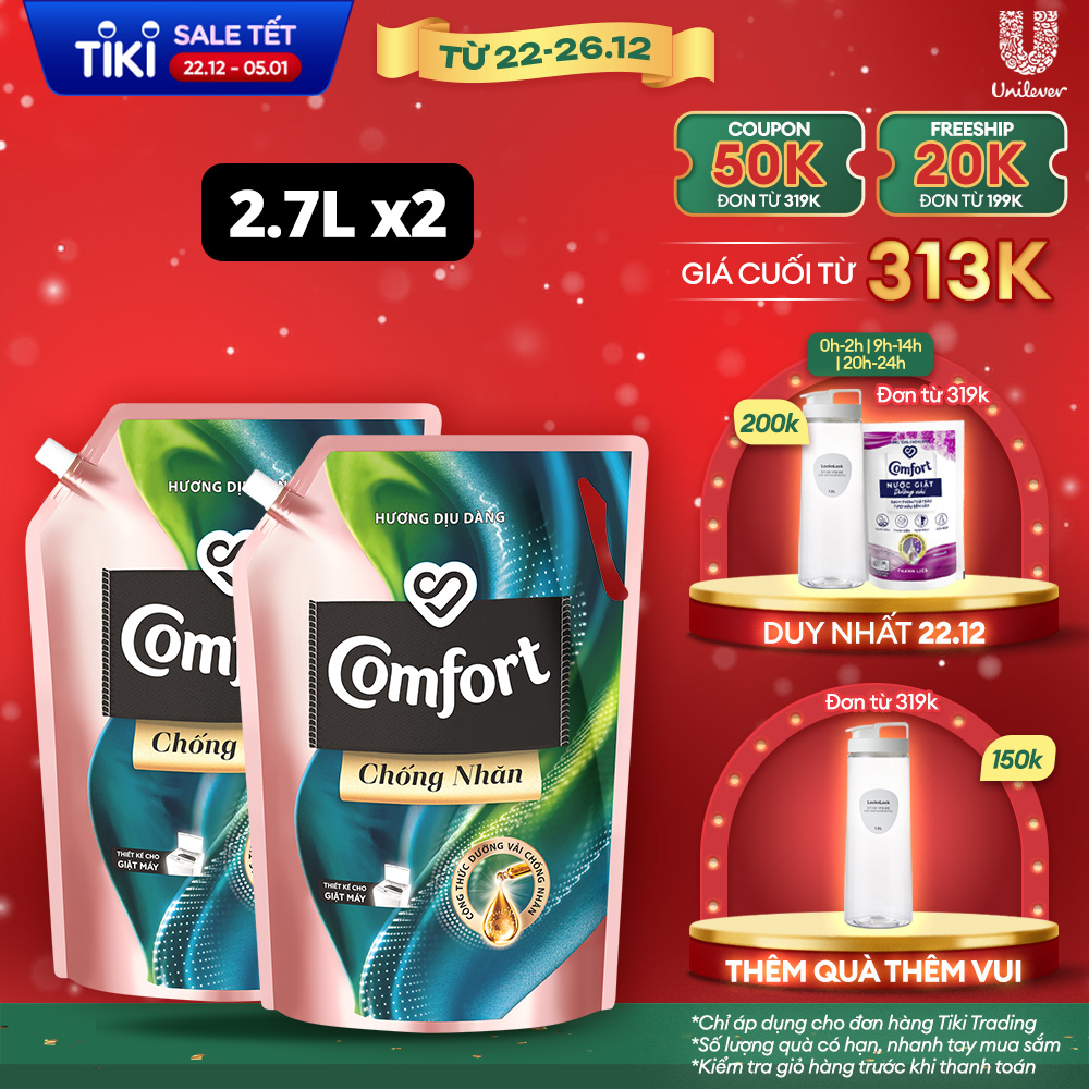 Combo 2 Túi Nước Xả Vải Comfort Chống Nhăn Hương