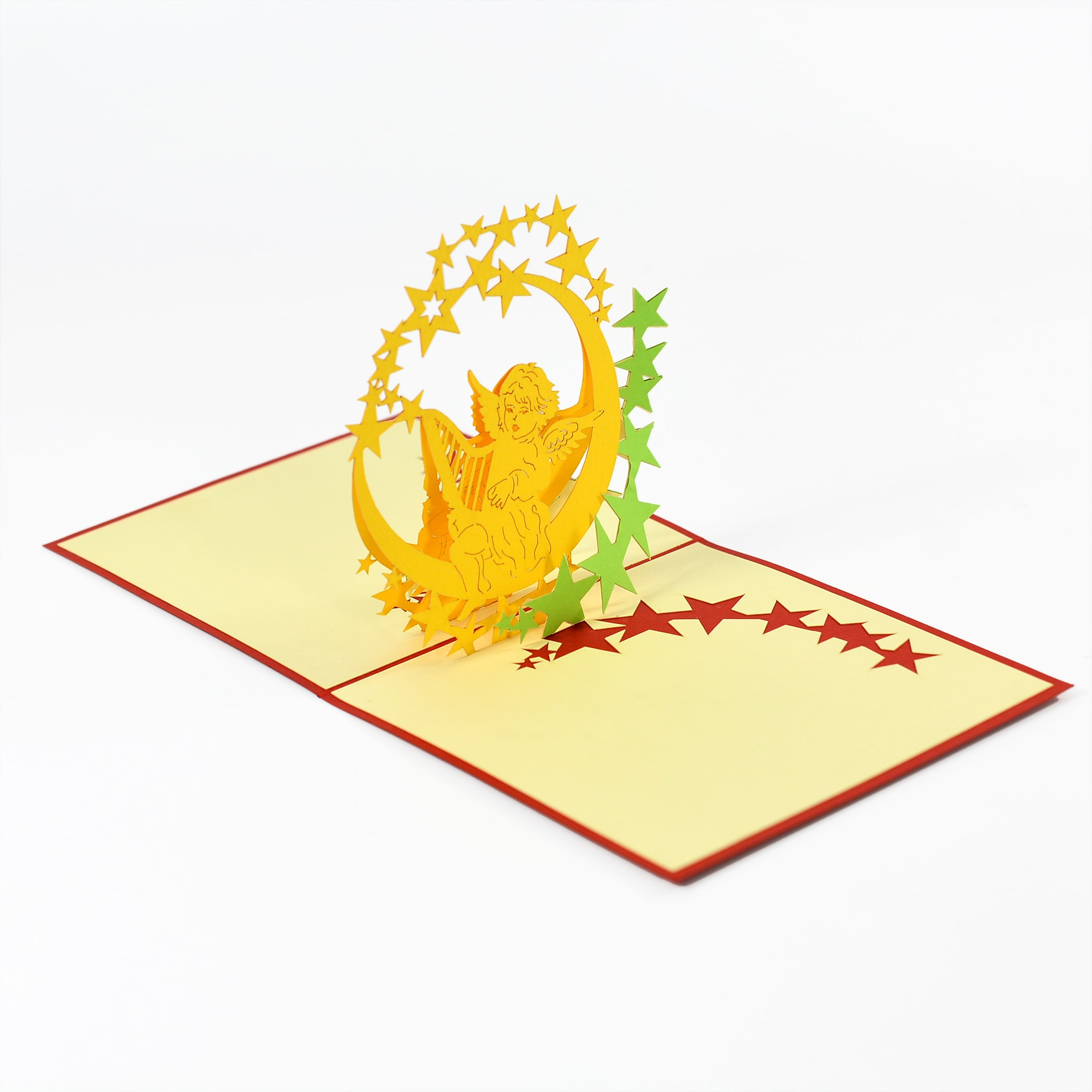 Thiệp nổi 3D BD001 thiên thần trên mặt trăng size 12x12cm