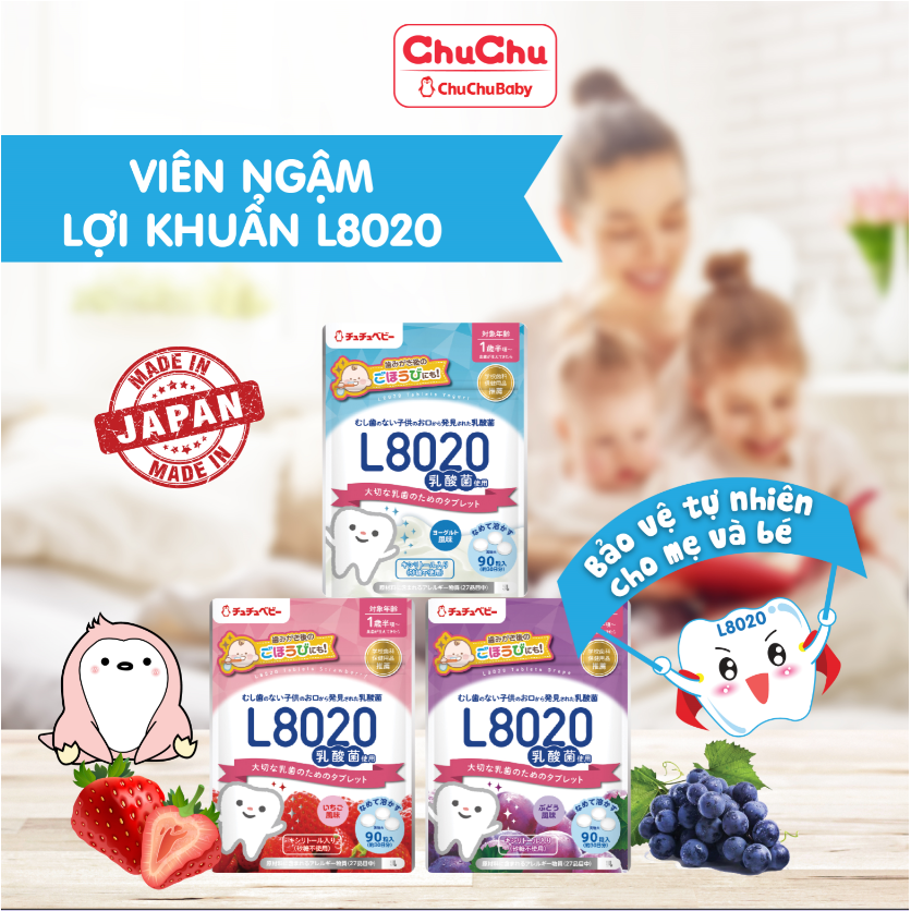 Viên Ngậm Lợi Khuẩn L8020 Ngừa Sâu Răng Chuchu Baby Cho Bé Vị Nho / Dâu