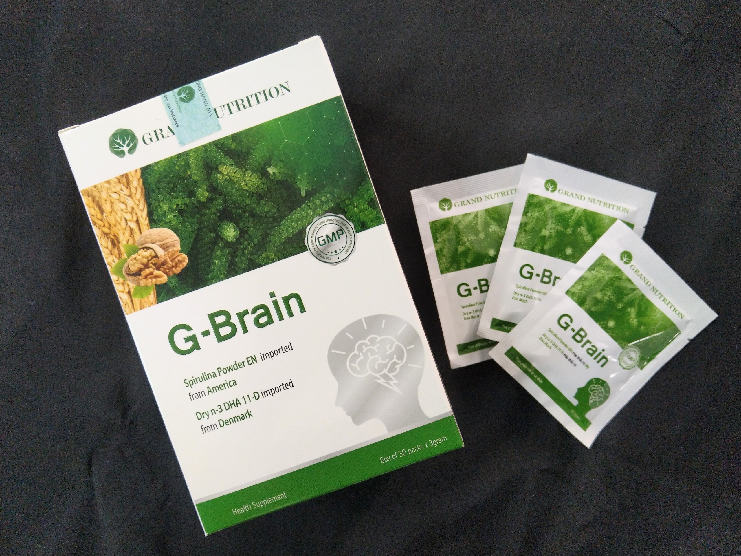 Combo 3 hộp Cốm sữa tảo non G-Brain dành cho bé