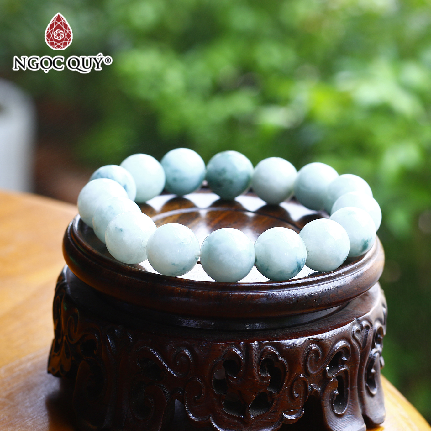 Vòng cẩm thạch phỉ thúy size hạt 14mm mệnh hỏa, mộc - Ngọc Quý Gemstones