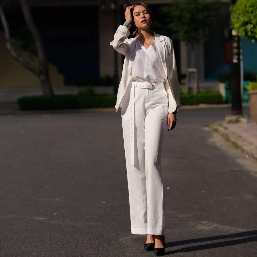 Áo Khoác Blazer Hity TOP125 Linen (Trắng Kim Cương