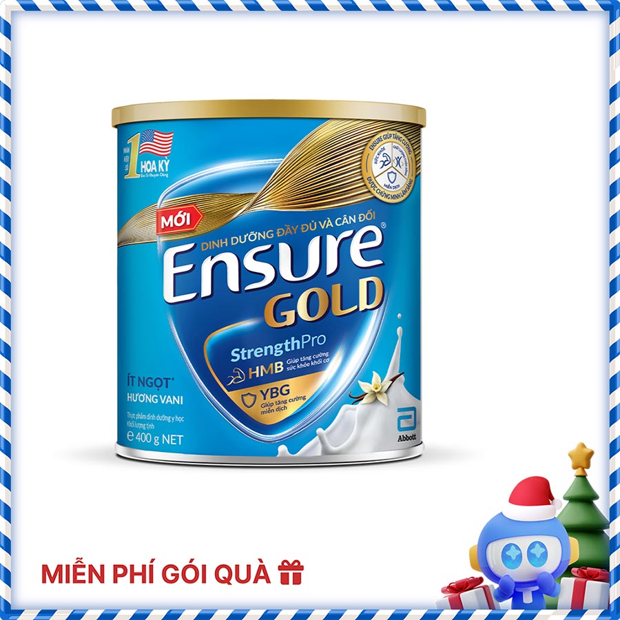 Thực phẩm dinh dưỡng y học: Ensure Gold hương vani ít ngọt 380g/400g