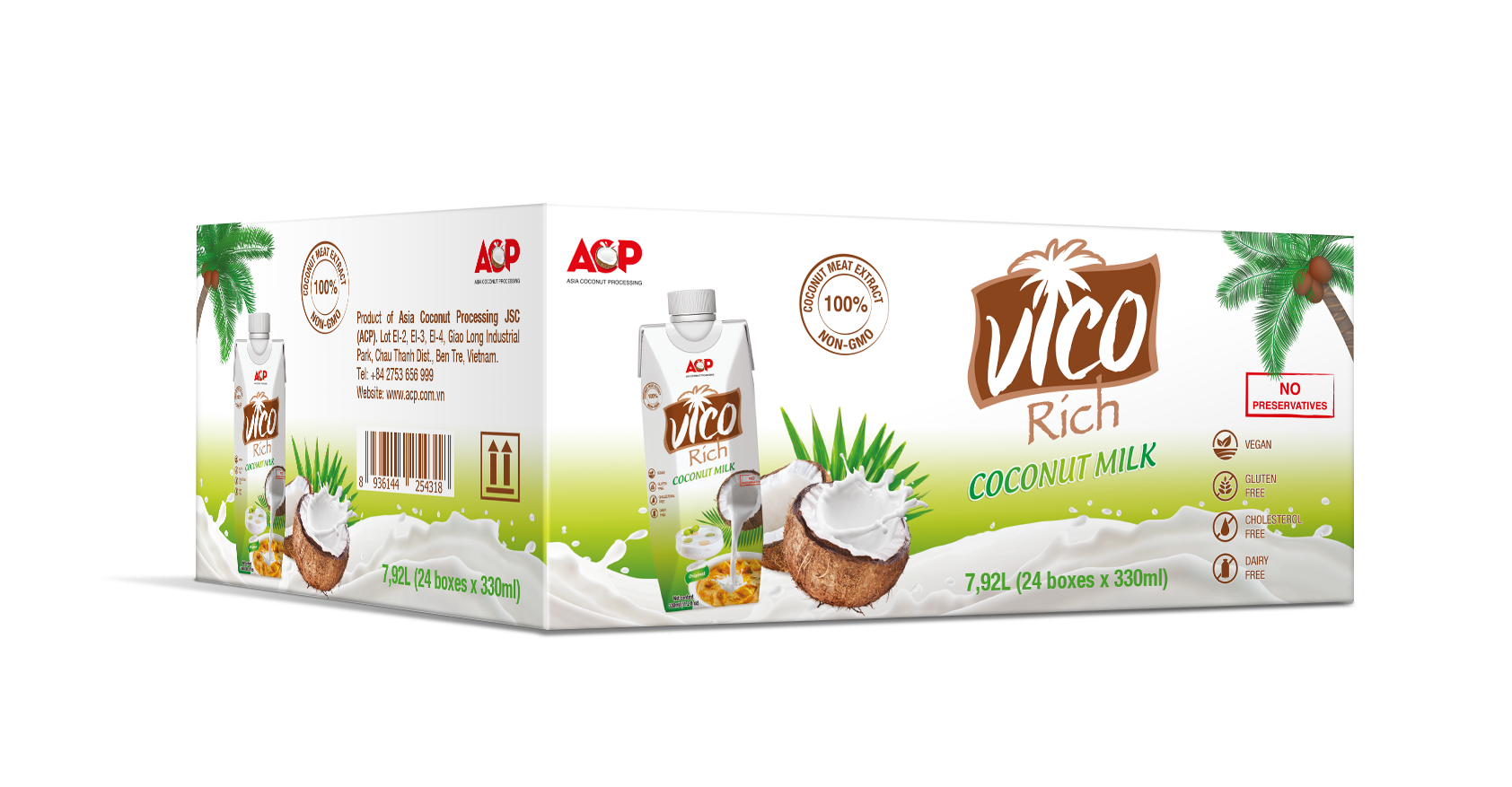 THÙNG 24 HỘP NƯỚC CỐT DỪA UHT VICO RICH 330ml