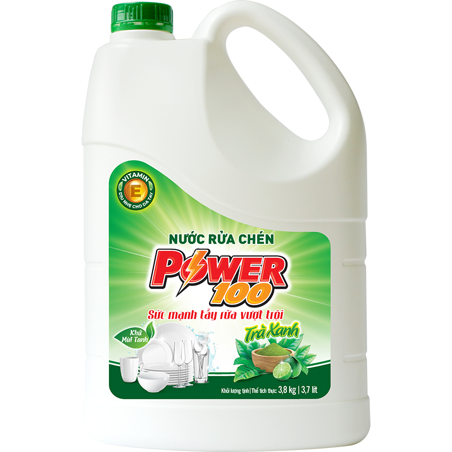 Nước Rửa Chén POWER100 Natural Tinh Chất Lô Hội Can 3KG