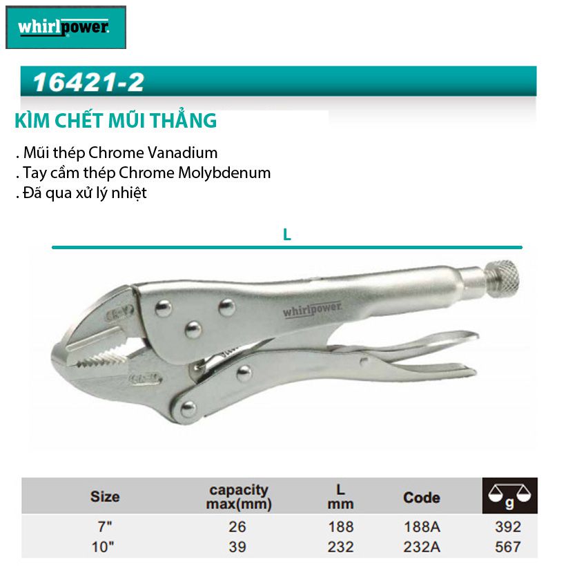 KÌM CHẾT MŨI THẲNG 10&quot; WHIRLPOWER 16421-2-232A