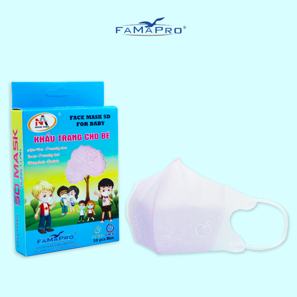 - Khẩu trang y tế trẻ em kháng khuẩn 3 lớp Famapro 5D Baby - COMBO 3 HỘP