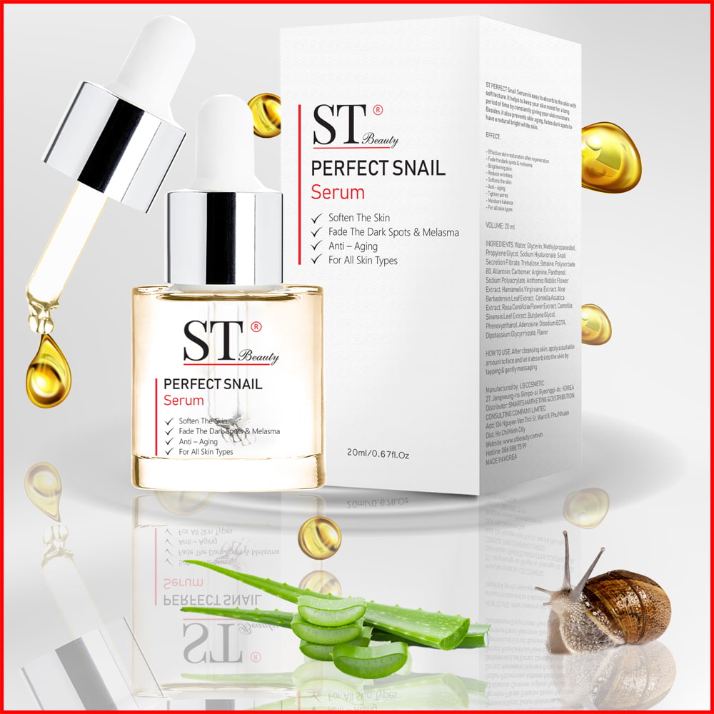 Tinh Chất Serum Ốc Sên ST Beauty: Phục hồi & Tái Tạo Da – Giảm Ngừa Mụn – Chống Lão Hóa – Se Khít Lỗ Chân Lông – ST Beauty PERFECT Snail Serum – Made in Korea