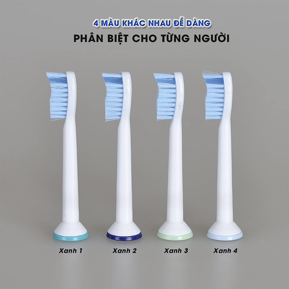 Bộ 4 đầu bàn chải đánh răng điện HX-6054A cho máy Philips Sonicare cho răng nhạy cảm HX3, HX6, HX7, HX8, HX9, R, FlexCare +, FlexCare, HealthyWhite, HydroClean, EasyClean, DiamondClean-Cho răng nhạy cảm