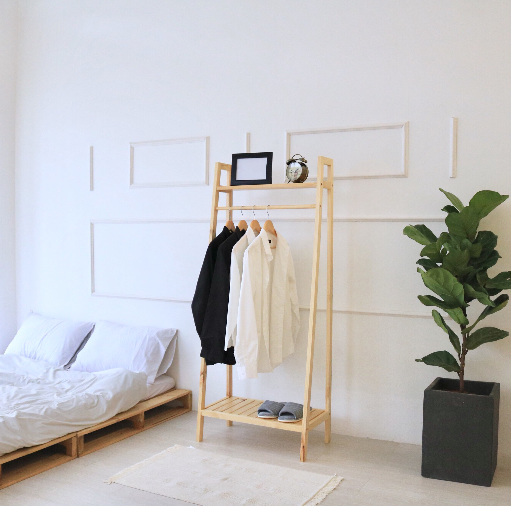 GIÁ TREO ĐỒ HÌNH THANG HÀN QUỐC - LADDER HANGER NATURAL - MÀU GỖ TỰ NHIÊN