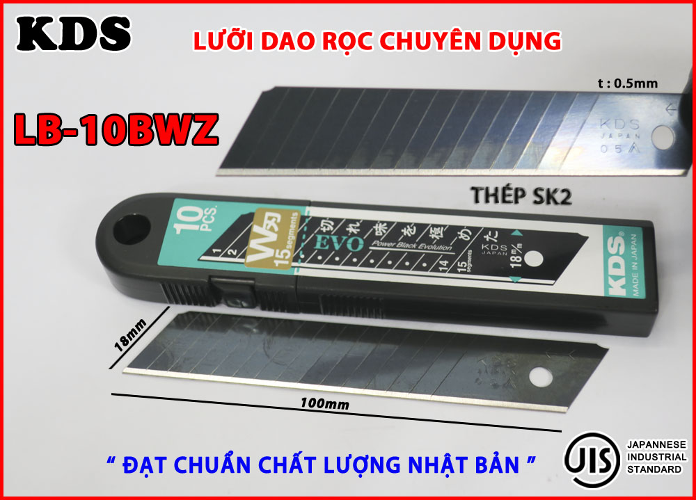 LƯỠI DAO ĐEN 18mm KDS LB-10BWZ