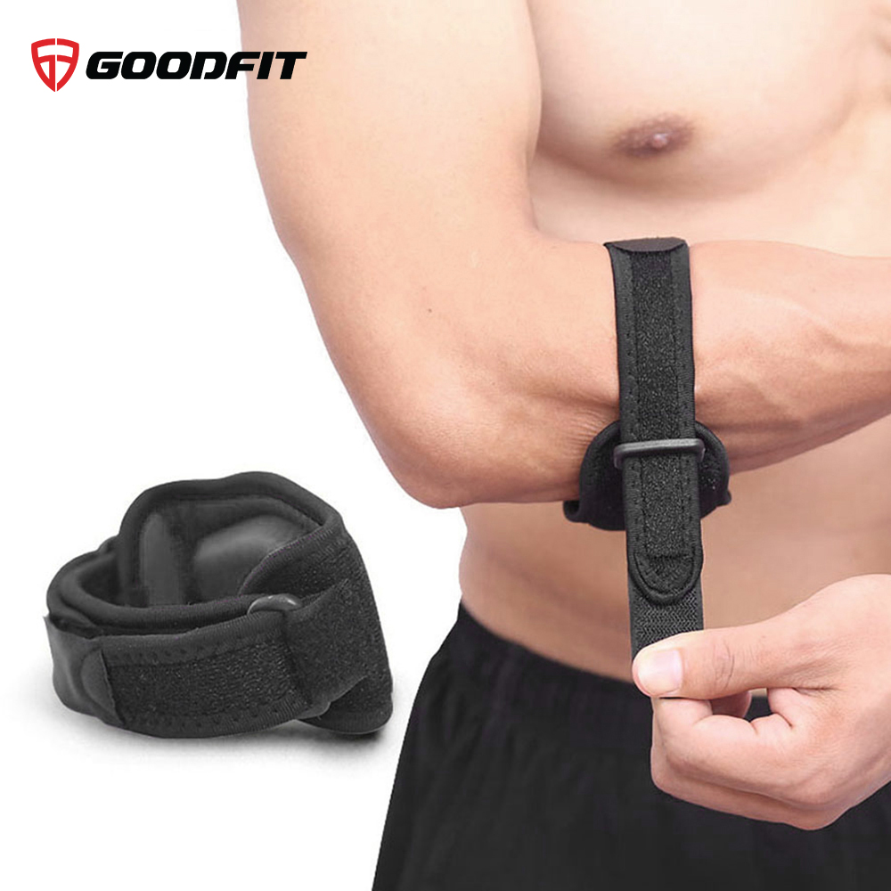 Băng bảo vệ khuỷu tay có đệm dày 1 cm giúp bảo vệ xương, dây đai tùy chỉnh Goodfit GF403E