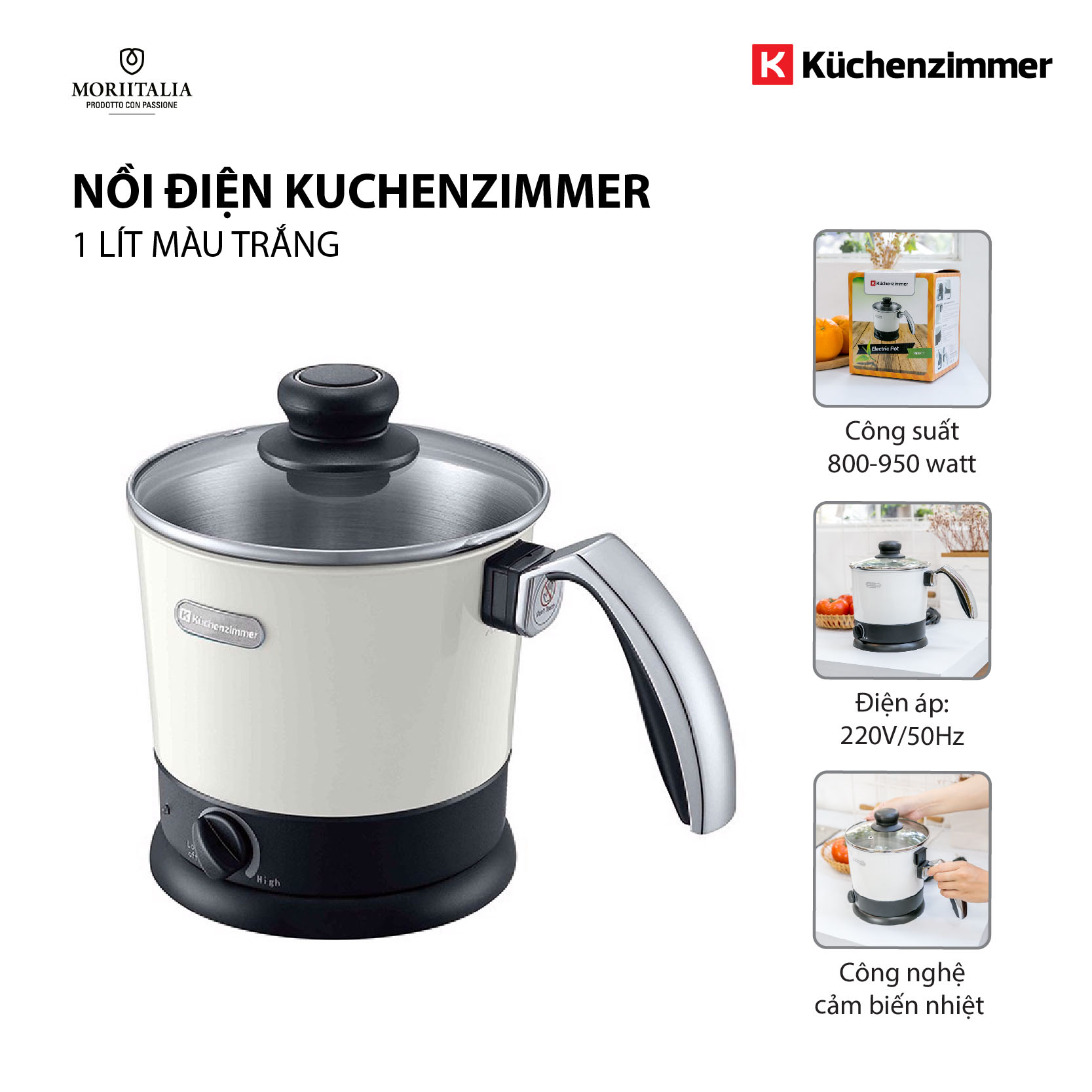 Ca Nấu Đa Năng Kuchenzimmer 3000211 (1L) - Trắng - Hàng chính hãng