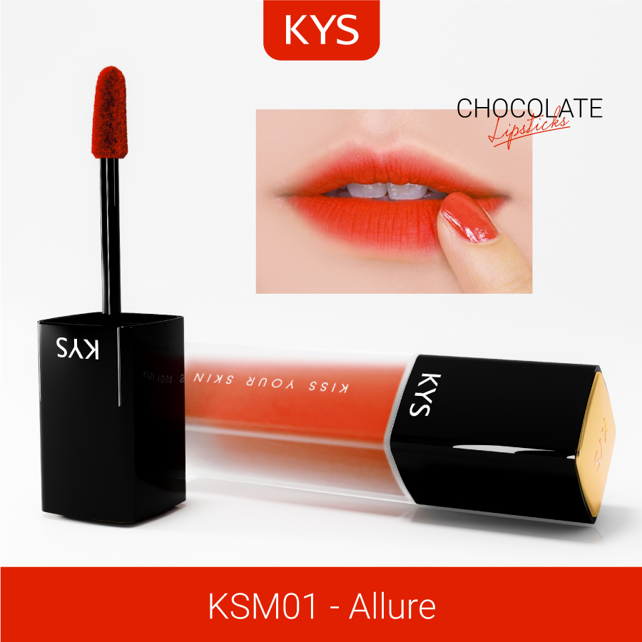 Chocolate Matte Liquid Lipstick KYS – ALLURE ĐỎ CAM