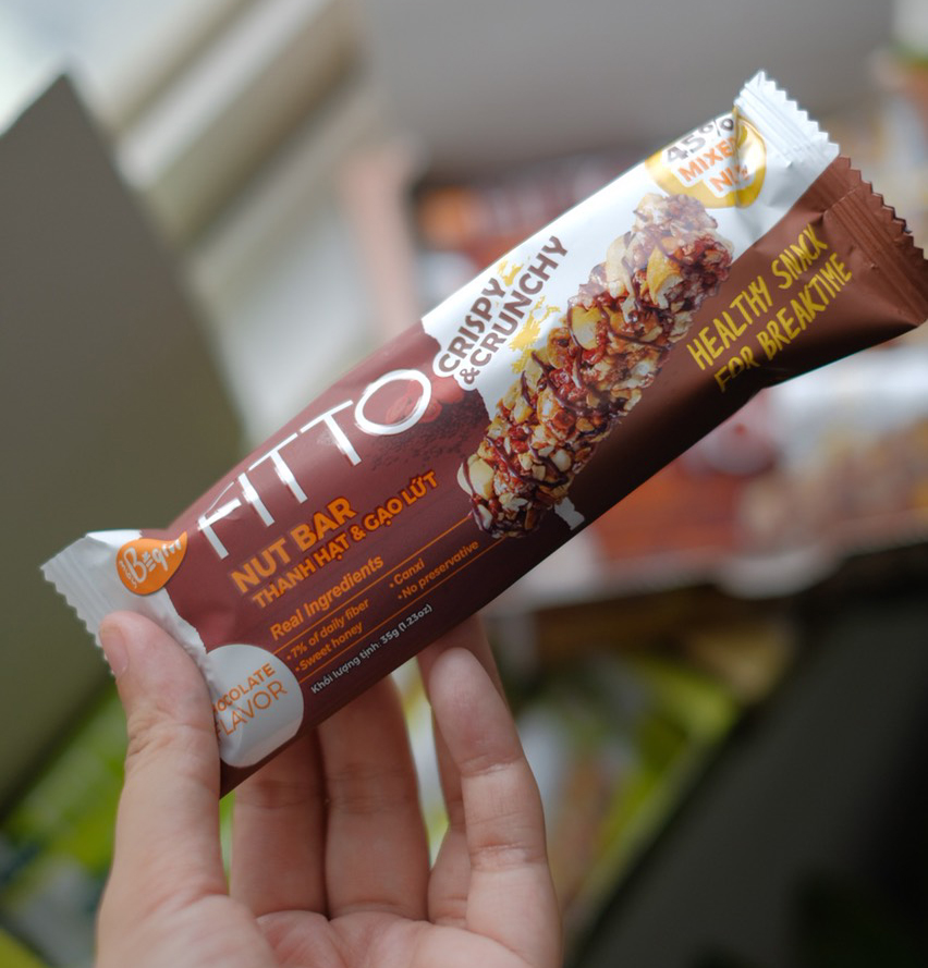 Hộp FITTO Gạo lứt - Hạnh nhân – Socola - Ngũ cốc dinh dưỡng thay thế các bữa ăn tiện lợi, tốt cho sức khỏe, phù hợp với người bận rộn, tập luyện thể thao