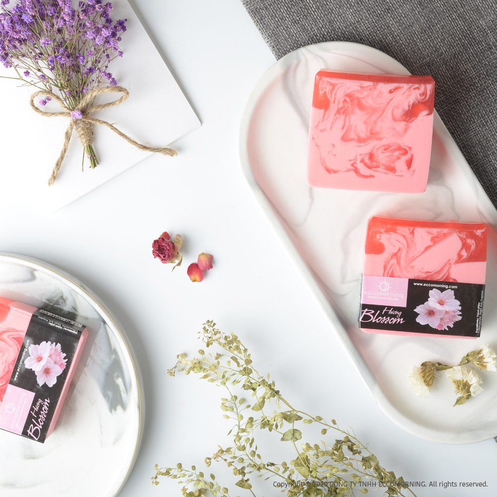 Xà Bông Thiên Nhiên Handmade eccomorning Hình Vuông Hương Hoa Anh Đào – Blossom Soap