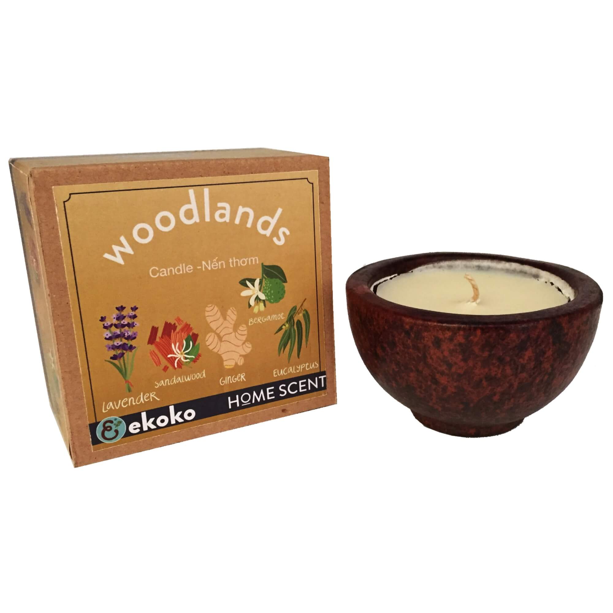 Nến thơm tự nhiên hương Gỗ Ekoko Aromatheraphy Candle Woodland 150g