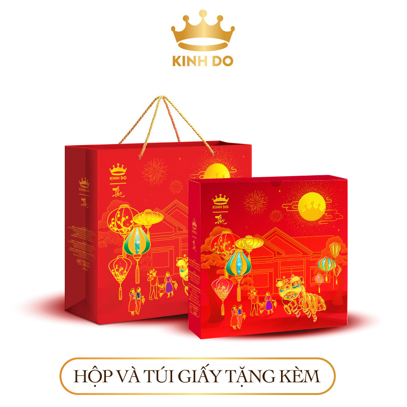 Tặng lồng đèn giấy - Hộp 4 bánh trung thu Kinh Đô &quot;Mặn Ngọt Đủ Đầy&quot; (4 bánh x 210g)