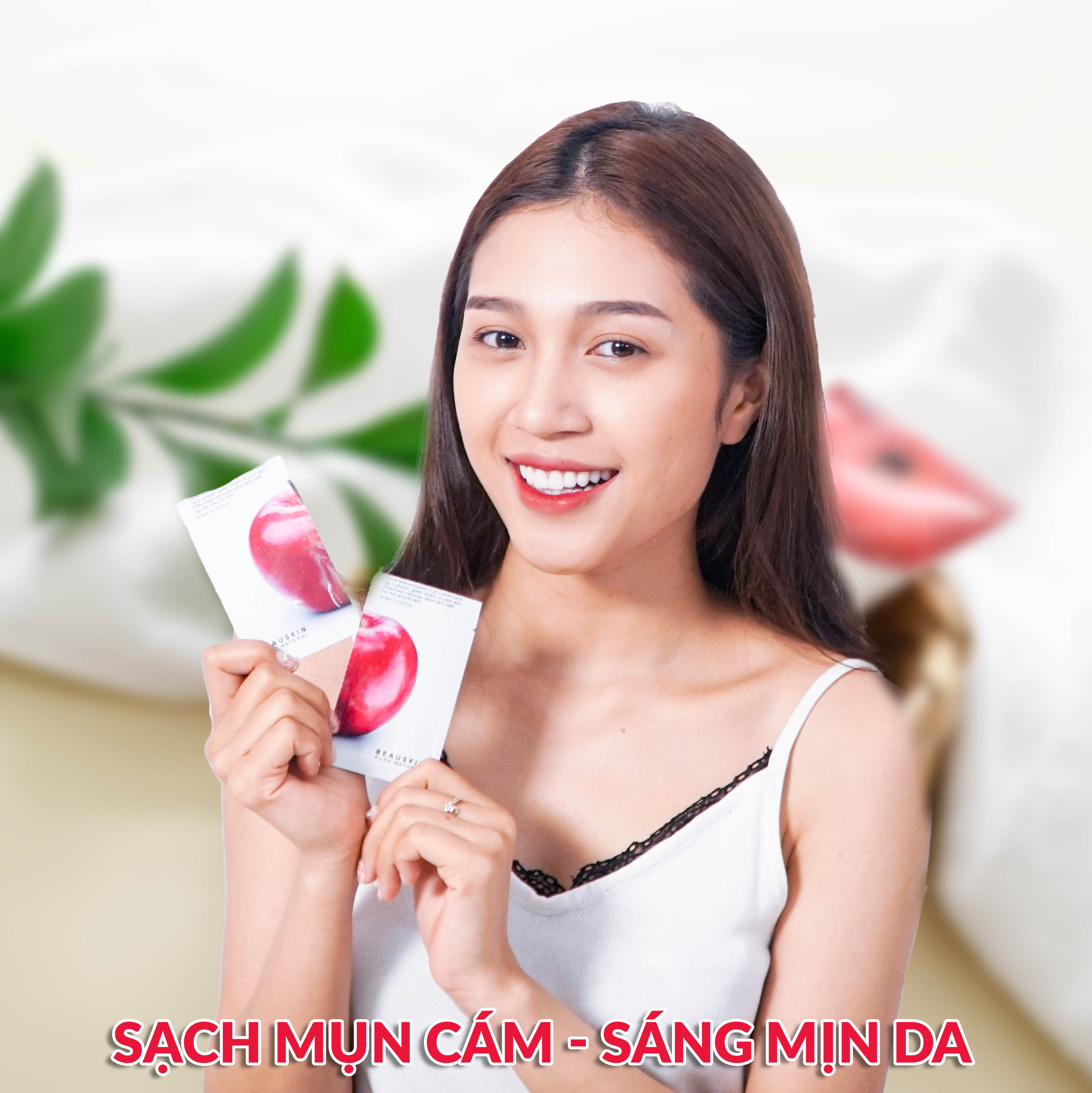 Combo cấp ẩm, giảm stress và sáng da, sạch mụn gồm mặt nạ Beauskin Don't Worry + Tẩy da chết minisize Apple Peeling Gel - Hàn Quốc Chính Hãng