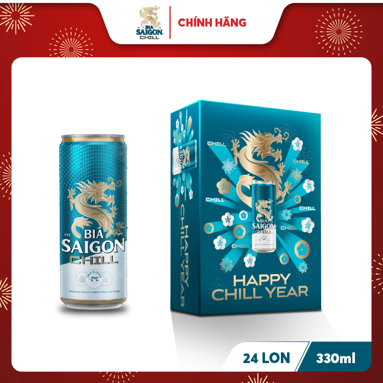 Thùng 24 Lon Bia Sài Gòn Chill 330ml