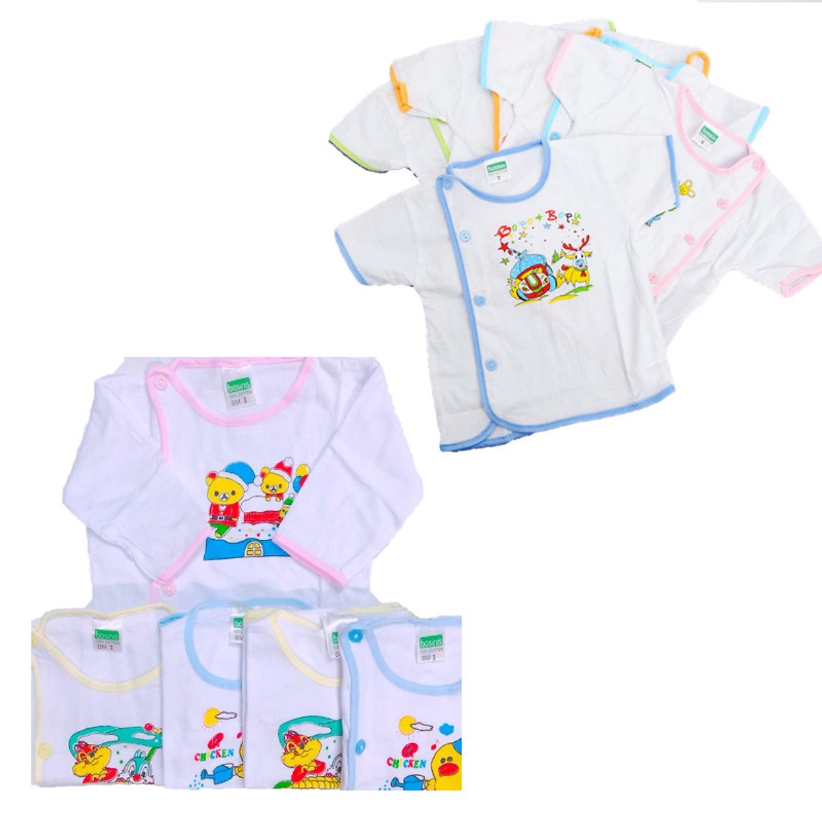 Combo 85 Món Đồ Dùng Cho Bé Sơ Sinh_y hình + 10 cặp bao tay + 10 cặp bao chân + 5 nón + 5 quần bosini+ 15tấm lót Mỹ Hưng)
